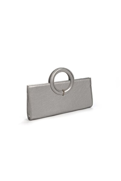 ANNA FELLINI Women's leather bag, ANNA FELLINI, Nancy, silver, 34 x 5 x 15 cm