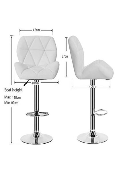 AWF AL WADI FURNITURE Oriy Single Diamond Style Adjustable Large Bar stool Bar chair Kitchen chair White