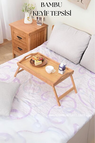 HSDemirci Foldable Bamboo Enjoyment Tray