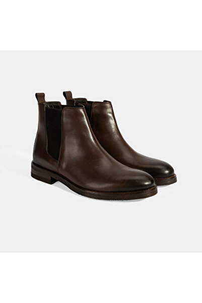 Desa Men's Brown Leather Boots with Rubber Detail