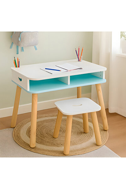 Cady One Wooden desk and study chair for children with two storage drawers and two pen slots, ideal for home