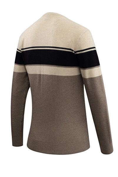 Çizgi Triko Ανδρικό πουλόβερ με λαιμόκοψη με μοτίβο πλεκτό κλασικό κορδόνι
