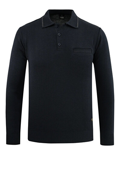 Çizgi Triko Men's Polo Neck Sweater Knitwear with Pockets Steel Knit Classic Fit