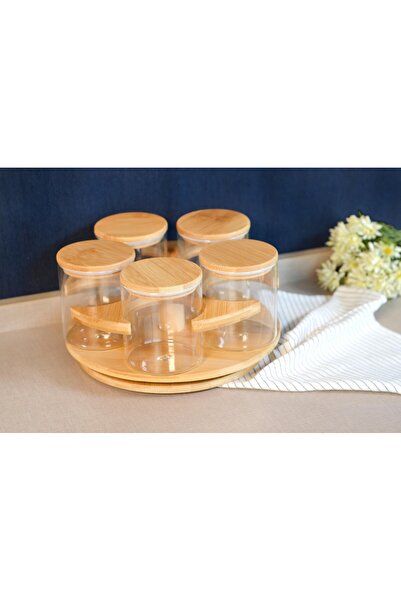 VESTA Concept مجموعة توابل من الخيزران مع حامل دوار - أنيقة وعملية 360 درجة °...