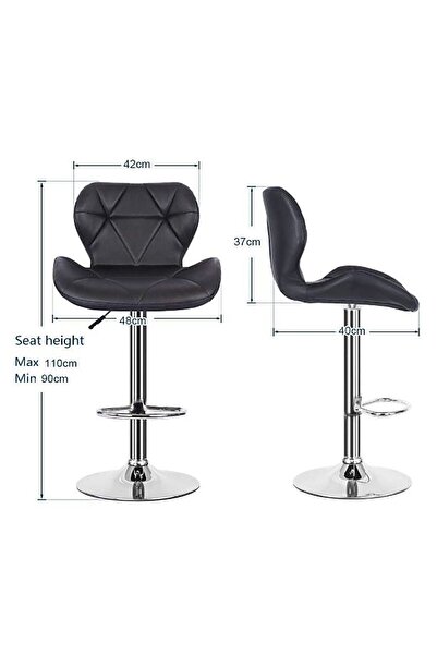 AWF AL WADI FURNITURE Nifa 3 Piece Adjustable Square Mdf Wood Bar Table Set & 2 Diamond Style Bar Chairs Bar stools, Black