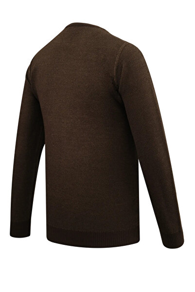 Çizgi Triko Ανδρικό πουλόβερ με λαιμόκοψη με τσέπες, μοτίβο πικέ, ατσάλινο πλέξιμο, κλασικό σχέδιο