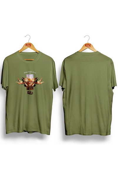 Butik Eros Baby Money Printed / Unisex Khaki Green Color T-Shirt / 95% Cotton Premium Quality / Regular Fit