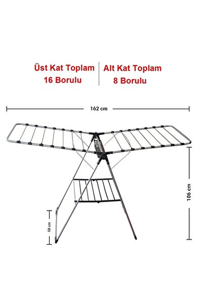 Genel Markalar 1. Kalite Çamaşır Kurutmalığı Kalın Telli Askılık KALIN BORULUDUR