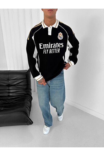 KUN SPORTSWEAR PREMİIUM YAKA RETRO DESEN SWEATSHİRT OVERSİZE UNİSEX
