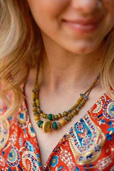 Miss Boheme Green & Mustard Harmony Necklace
