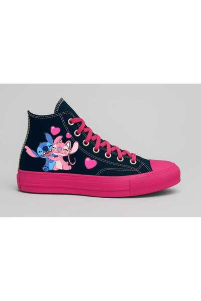 ECCAdesing Pink Blue Lilolar Printed Girls' Sports Shoes Black Pink Sole