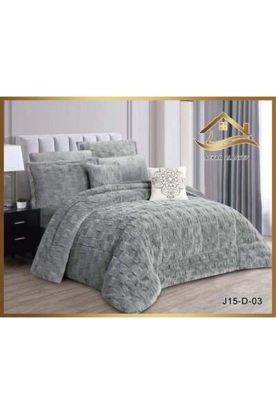 Generic Double Bedspread with Velvet and Fur – 8 Pieces