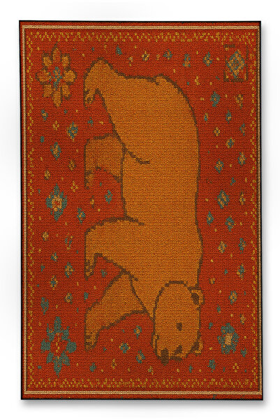 Rugs Modern Halı MOSSO Κόκκινο Θεματικό Μοτίβο και Σχέδιο Αρκούδας Υφαντή Βάσ...