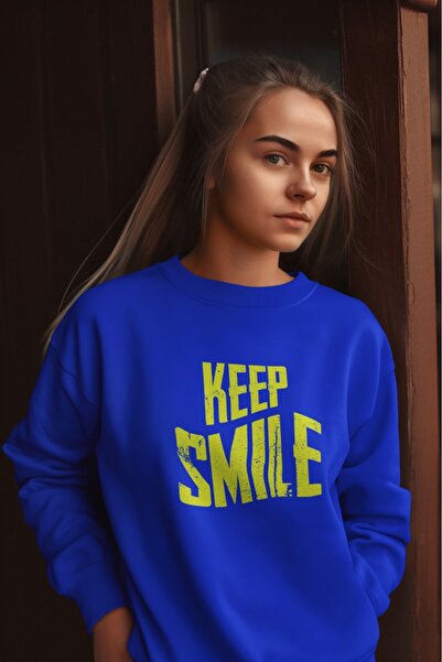 ArtYus KEEP SMILE Colorat cu imprimeu Pachet de guler rotund Swea tricou