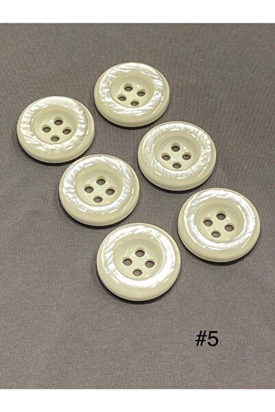 karantuhafiye Kaban Hırka Düğmesi Büyük Boy / Kırık Beyaz / 6 lı set / #5