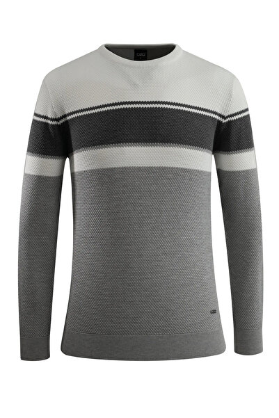 Çizgi Triko Чоловічий светр з круглим вирізом, трикотаж, візерунок «стільники», класичний крій