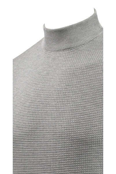Çizgi Triko Ανδρικό πουλόβερ με φερμουάρ, πλεκτό με ανάγλυφο πλέγμα, μονόχρωμο κλασικό κομμένο