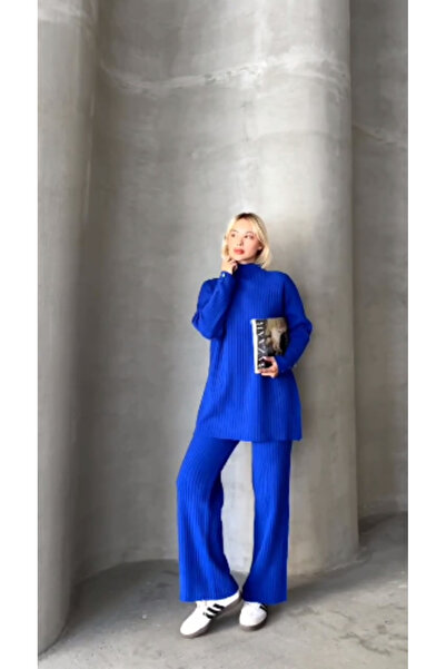 MY QILAM Γυναικείο Σετ Μαντίλι Χιτζάμπ Κορυφαίο και Κάτω Μέρος Πλεκτό Σετ με Κορδόνια Κορυφαίο γιακά Μανίκια με Λεπτομέρεια με Κουμπιά Πλεκτό Σετ Camel