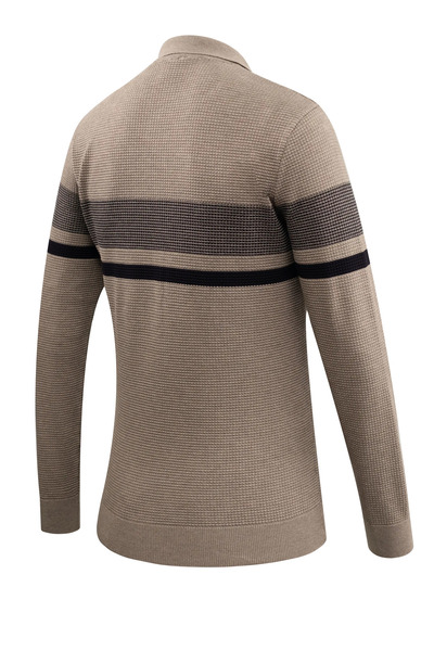 Çizgi Triko Ανδρικό πουλόβερ με φερμουάρ με λαιμόκοψη πόλο Πλεκτό με ανάγλυφο σχέδιο κλασικής εφαρμογής