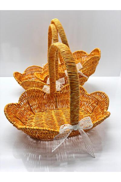 atölye +1 Hasır Sepet/Çok Amaçlı Sepet/Üçlü Oval Sepet/Saplı Sepet/Hasır Çok Amaçlı Oval Sepet