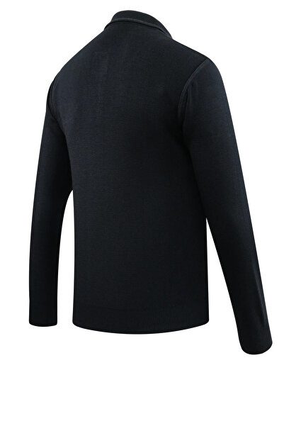 Çizgi Triko Men's Polo Neck Sweater Knitwear with Pockets Steel Knit Classic Fit