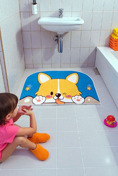 colezahome Cute Animal Pattern Water Absorbent Shower Front Bath Mat Toilet Seat One-Piece Animal Bath Rug