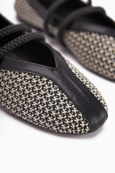 Limoya Gwen Black Rubber Detailed Women's Ballerinas