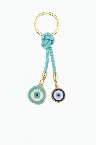 simagift Evil Eye Bead Keychain – Light Blue String Double Charm |   Car, Bag & Gift Accessory