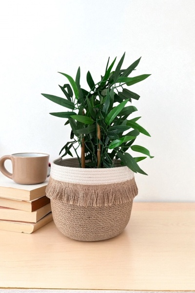 Bohemahomedecor Hasır jüt sepet saksılık