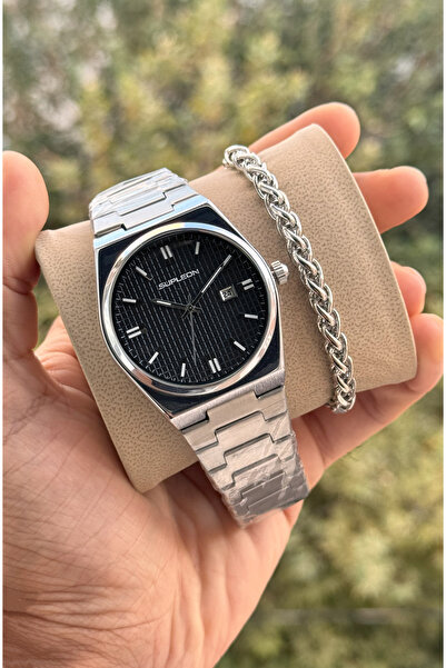 Tulpar Özel Supleon Serisi Çelik Kordon Çelik Kasa Siyah Kadran Erkek Kol Saa...