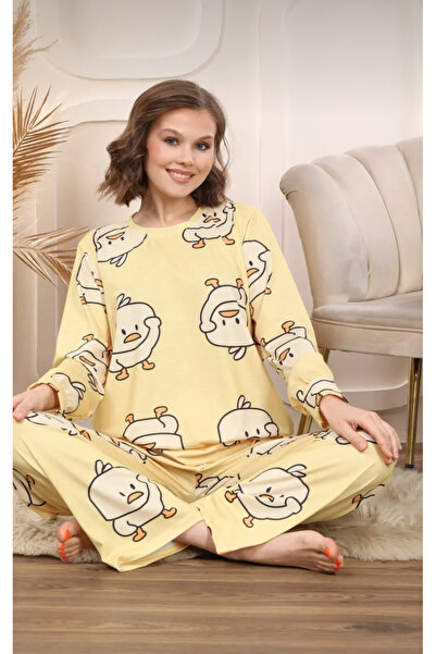PİJAMOON Sarı Civcivli Uzun Kollu Takım