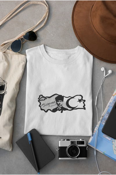 MAGORS Ataturk - Circular Neck Cotton Short Sleeve T-Shirt - Moon and Star Printed Adult and Children's T-Shirt