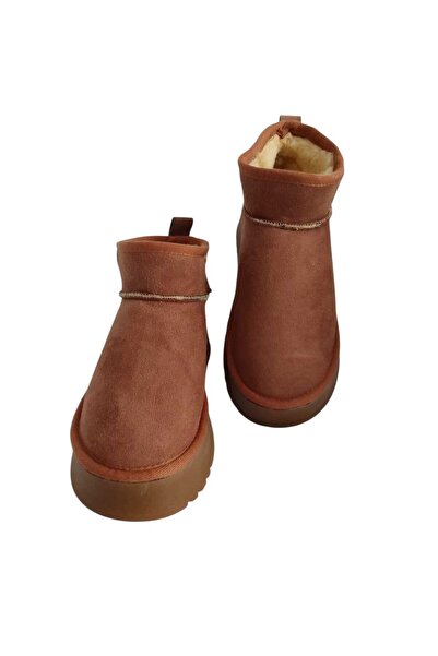 VESEO Kadın Mini Süet içi Kürklü Yüksek Kalın Taban Kışlık Bot