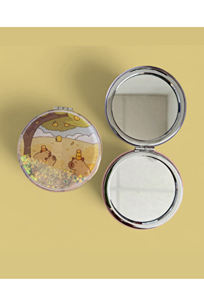 synshop Capybara Kapibara Makyaj Cep Çanta Ayna Simli Sulu 1 Tarafı Büyüteçli...