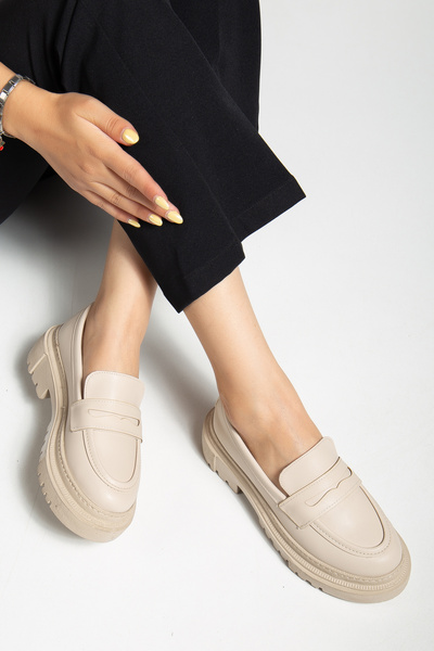 TUANA TARZ Kadın Loafer Makosen Siyah Rugan Günlük Ayakkabı