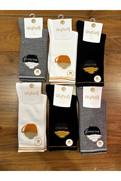 Aytuğ Дамски безшевни удобни памучни чорапи, 6 чифта