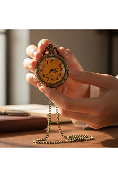 hediyesahibi Kişiye Özel Kutulu Kapaklı Gümüş Köstekli Saat