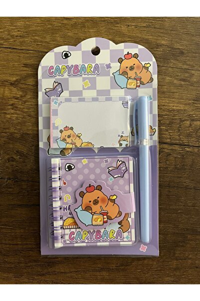 gülümse gel Kırtasiye Okul Seti Capybara Not Defteri ve Kalem Set Kapibara Ka...