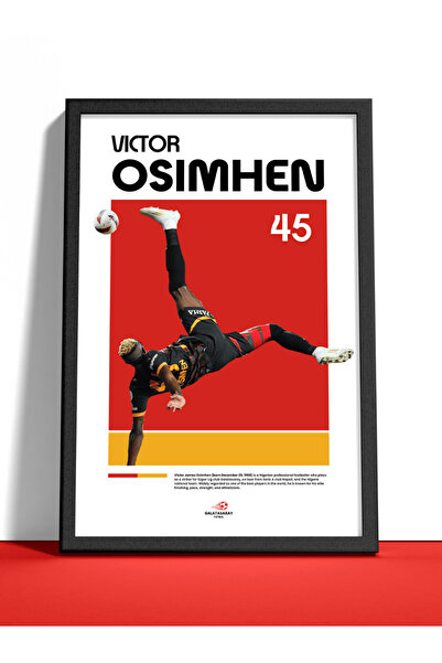 gxe.art Victor James Osimhen Röveşata Galatasaray Siyah Çerçeveli Poster Tablo