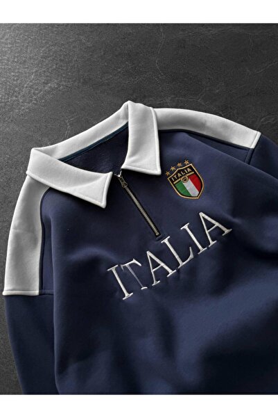 KUN SPORTSWEAR Premium Collar Half Zip Sweatshirt Oversize Unisex