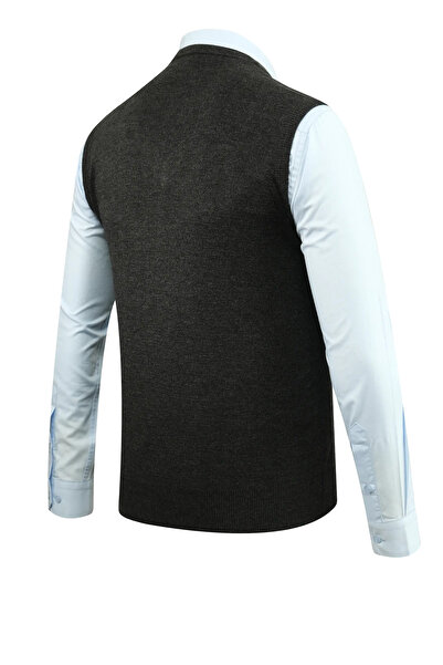 Çizgi Triko Men's V-Neck Sweater Knitwear Solid Color Steel Knit Classic Fit - 5200H