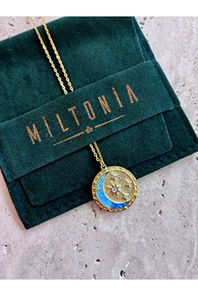 Miltonia Opal Taşı Ay Yıldızlar 925s Gümüş Kolye