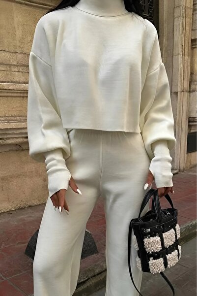 Baby xclub Finger Slip Crop High Waist Knitwear Set