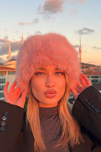 Mavelle Women's Pink Russian Style Kalpak | Slavic, Mongolian Faux Fur Women's Hat