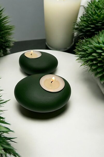 Blue Moon Candle & Decoration 2'li Yeşil Taş Mumluk