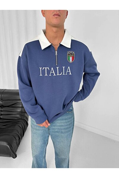 KUN SPORTSWEAR Premium Collar Half Zip Sweatshirt Oversize Unisex