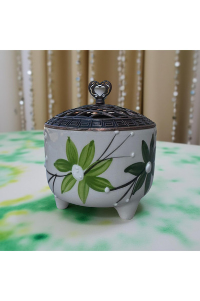 Çiporcal Antique Green Star Flower Sugar Bowl