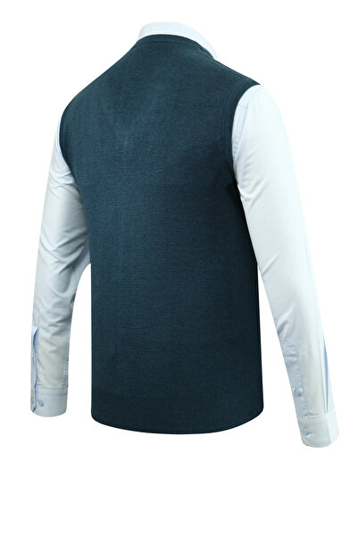 Çizgi Triko Men's V-Neck Sweater Knitwear Solid Color Steel Knit Classic Fit - 5200H