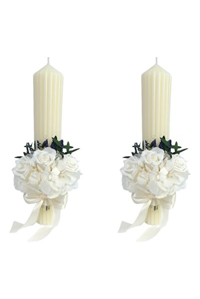 OEM Wedding candles decorated with cryogenic roses and cryogenic hydrangea, H35/D6 cm