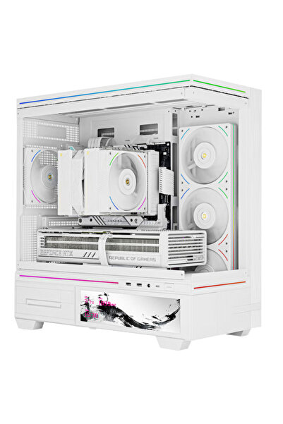 ThermalRight هيكل كمبيوتر TL-M10 Vision M-ATX بشاشة LCD مقاس 6.9 بوصة بدون مراوح باللون الأبيض